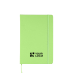 Carnet à couverture rigide RPET avec feuilles lignées A5 assorties couleur vert clair avec zone d'impression