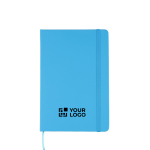 Carnet à couverture rigide RPET avec feuilles lignées A5 assorties couleur bleu ciel avec zone d'impression
