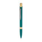 Stylo en aluminium recyclé avec bouton en bambou encre bleue première vue