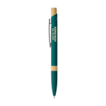 Stylo en aluminium recyclé avec bouton en bambou encre bleue huitième vue