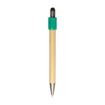 Stylo tactile en bambou avec spinner sur le dessus encre bleue première vue