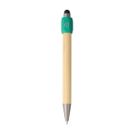 Stylo tactile en bambou avec spinner sur le dessus encre bleue deuxième vue