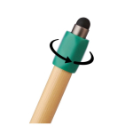 Stylo tactile en bambou avec spinner sur le dessus encre bleue troisième vue