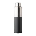 Gourde en acier inoxydable recyclé avec bouchon argenté 600ml couleur noir première vue
