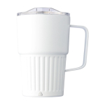 Tasse à emporter en acier inoxydable recyclé avec anse 450ml couleur blanc première vue