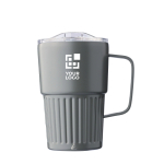Tasse à emporter en acier inoxydable recyclé avec anse 450ml couleur gris avec zone d'impression