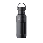 Bouteille en acier inoxydable recyclé avec bouchon à poignée 500ml couleur noir avec zone d'impression