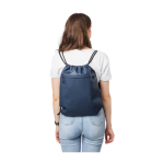 Sac à dos à ficelle imperméable avec poche frontale couleur bleu deuxième vue