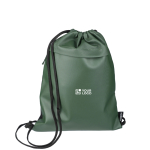 Sac à dos à ficelle imperméable avec poche frontale couleur vert avec zone d'impression