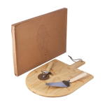 Planche à pizza en bambou avec guides de découpe, coupeur et spatule douxième vue