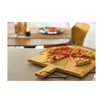 Planche à pizza en bambou avec guides de découpe, coupeur et spatule