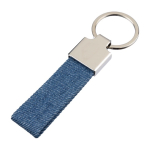 Porte-clés rectangulaire en zinc personnalisable avec tissu jean première vue