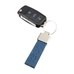 Porte-clés rectangulaire en zinc personnalisable avec tissu jean troisième vue