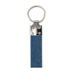 Porte-clés rectangulaire en zinc personnalisable avec tissu jean quatrième vue