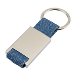 Porte-clés en zinc personnalisable avec détail en tissu jean première vue