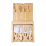 Set de 4 couverts à fromage en acier inoxydable avec manches en bois quatrième vue