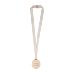 Médaille en bois avec cordon en coton et boucle de sécurité deuxième vue
