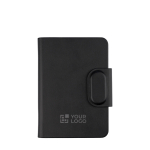 Porte-passeport en cuir synthétique recyclé avec tracker couleur noir avec zone d'impression