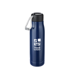 Bouteille anti-fuite en acier inoxydable avec anse en corde 500ml couleur bleu avec zone d'impression