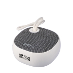 Enceinte sans fil avec tissu RPET et cordon 3W couleur blanc avec zone d'impression