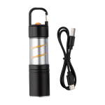 Lampe de poche COB en aluminium, 3 fonctions de lumière et mousqueton deuxième vue