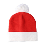 Bonnet de Père Noël en tricot acrylique avec pompon en polyester couleur rouge première vue