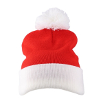 Bonnet de Père Noël en tricot acrylique avec pompon en polyester deuxième vue
