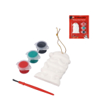 Pendentif Père Noël en plâtre à peindre avec 3 peintures acryliques couleur multicolore avec zone d'impression