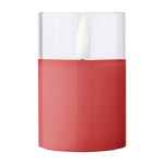 Bougie LED avec effet de flamme réaliste dans un bocal en verre couleur rouge première vue