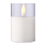 Bougie LED avec effet de flamme réaliste dans un bocal en verre couleur blanc première vue