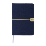 Carnet en feutre recyclé avec fermeture élastique feuilles lignées A5 couleur bleu première vue
