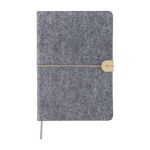 Carnet en feutre recyclé avec fermeture élastique feuilles lignées A5 couleur gris première vue