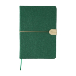 Carnet en feutre recyclé avec fermeture élastique feuilles lignées A5 couleur vert première vue
