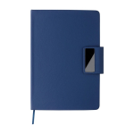 Carnet en PU recyclé avec feuilles lignées A5 et stylo encre bleue couleur bleu première vue