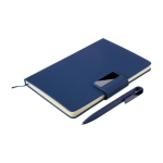 Carnet en PU recyclé avec feuilles lignées A5 et stylo encre bleue première vue