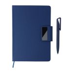 Carnet en PU recyclé avec feuilles lignées A5 et stylo encre bleue sixième vue