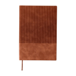 Carnet avec effet velours sur la couverture feuilles lignées A5 couleur marron première vue