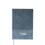 Carnet avec effet velours sur la couverture feuilles lignées A5 couleur bleu ciel avec zone d'impression