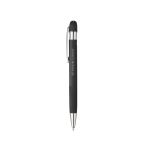 Stylo en aluminium recyclé avec finition caoutchouc encre bleue couleur noir avec zone d'impression