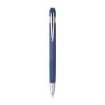 Stylo en aluminium recyclé avec finition caoutchouc encre bleue couleur bleu première vue
