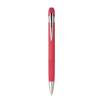 Stylo en aluminium recyclé avec finition caoutchouc encre bleue couleur rouge première vue