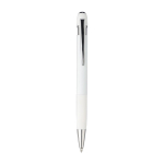 Stylo en aluminium recyclé avec finition caoutchouc encre bleue couleur blanc première vue