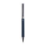 Stylo roller rotatif en laiton et RPET personnalisable encre bleue couleur bleu première vue