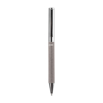 Stylo roller rotatif en laiton et RPET personnalisable encre bleue couleur gris première vue