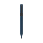Stylo en métal recyclé avec clip et design rond, encre noire couleur bleu première vue