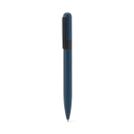 Stylo en métal recyclé avec clip et design rond, encre noire couleur bleu