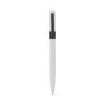 Stylo en métal recyclé avec clip et design rond, encre noire couleur blanc première vue