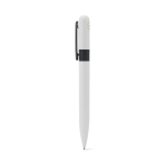 Stylo en métal recyclé avec clip et design rond, encre noire couleur blanc deuxième vue