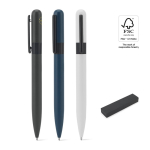 Stylo en métal recyclé avec clip et design rond, encre noire diverses couleurs