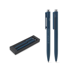 Set de stylos en aluminium recyclé avec et sans encre, encre bleue avec zone d'impression